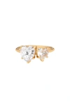 ETTIKA ETTIKA CUBIC ZIRCONIA DOUBLE HEART RING