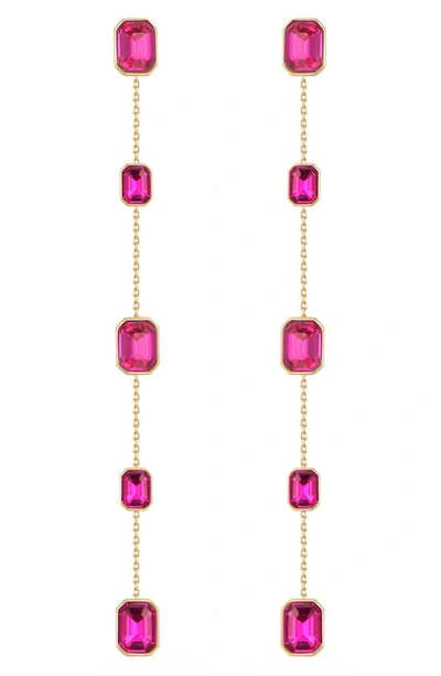 ETTIKA ETTIKA BAGUETTE CRYSTAL LINEAR DROP EARRINGS