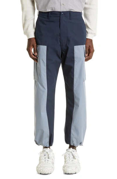 Flagstuff Colorblock Cotton Blend Cargo Pants In Navy X Gray