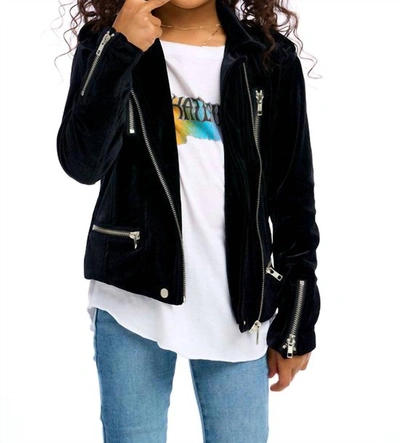 Chaser Kids' Little Girl's & Girl's Stretch Velvet Moto Jacket In Black