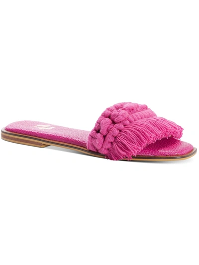 Silvia Cobos Candy Fringe Womens Flat Fringe Slide Sandals In Pink
