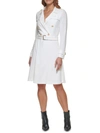 DKNY WOMENS DOUBLE-BREASTED ABOVE KNEE WRAP DRESS