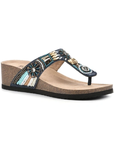 White Mountain Women's Brilliant Wedge Thong Sandals Women's Shoes In Multi