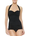 Norma Kamali Bill Mio Shirred Halter One-piece Swimsuit In Black
