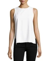 ALICE AND OLIVIA GAYLE CLEAN HIGH-SIDE SLIT TANK, WHITE,PROD123660007