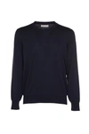 Brunello Cucinelli Blue Wool Sweater In Marina+grigio Scuro