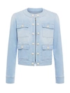 L Agence Yari Faded Collarless Denim Jacket In Windsor