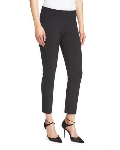 Veronica Beard Zip-back Scuba Leggings In Navy