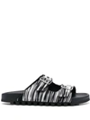 Missoni Double-buckle Knitted Slides In Black