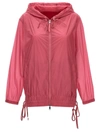 Moncler Pointu Printed Shell Hooded Jacket In Fuchsia