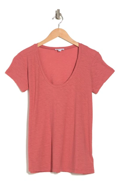 James Perse Deep V-neck T-shirt In Strawberry