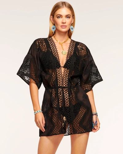 Ramy Brook Natalie Kimono Coverup In Black Embroidered
