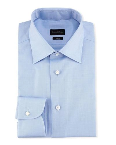 Ermenegildo Zegna Light-blue Trofeo Slim-fit Cutaway-collar Cotton-poplin Shirt In Light Blue