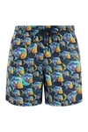 Vilebrequin Moorea Piranhas Print Swim Shorts In Blue Marine