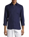 Vilebrequin Regular Fit Long Sleeve Linen Button Down Shirt In Navy