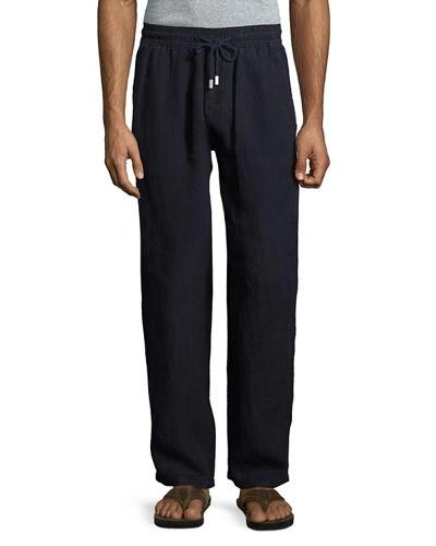 Vilebrequin Pacha Drawstring Linen Pants In Black