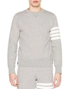 THOM BROWNE MEN'S CLASSIC CREWNECK SWEATSHIRT WITH STRIPED SLEEVE,PROD117770013