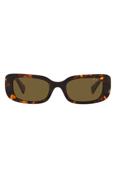 Miu Miu Tortoiseshell-effect Rectangle-frame Sunglasses In Brown