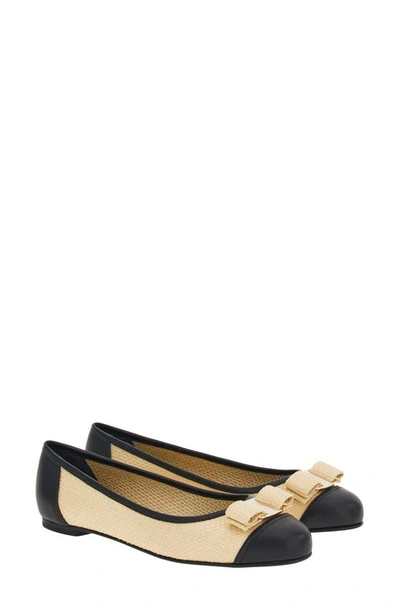 Ferragamo Varina Sole Ballet Flats Nero/naturale/beige 11