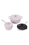 Le Creuset Five Piece Enameled Cast Iron Cookware Set In Pink