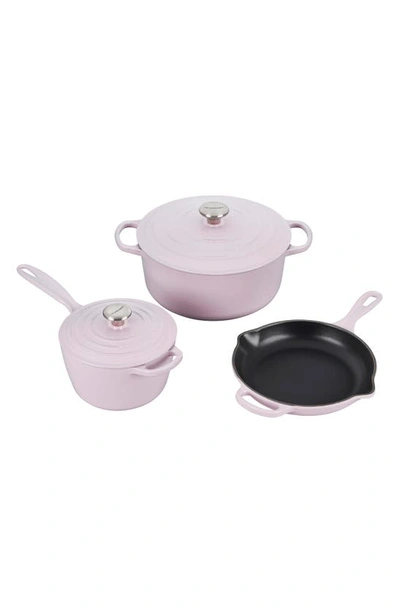 Le Creuset Five Piece Enameled Cast Iron Cookware Set In Pink