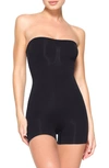Skims Seamless Sculpt Strapless Shortie Bodysuit In Black
