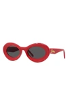 Loewe X Paula's Ibiza Small 50mm Oval Sunglasses In Shiny Red / Smoke