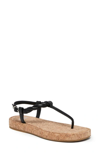 Paige Dawn Twisted Strap Sandal In Black Leather