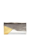 NANCY GONZALEZ COLORBLOCK ORIGAMI CROCODILE CLUTCH BAG, GRAY PATTERN,PROD126560046