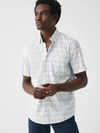 Faherty Movement Print Short Sleeve Button-up Shirt In Ivory Endless Peaks