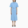 Department Five Flared Chemisier Dress With Belt In Light Blue