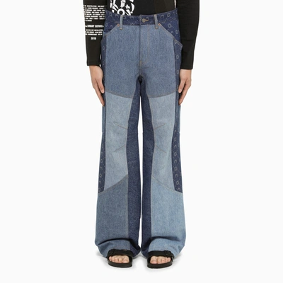 Marine Serre Patchwork Wide-leg Jeans In Blue