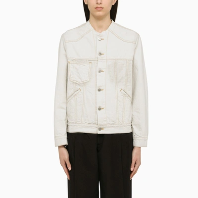 Maison Margiela Asymmetrical Ice Denim Jacket In White