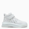 Versace White Perforated High Top Sneakers In White