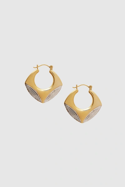 Anine Bing Two Tone Squared Hoop Earrings In 14k Gold In 14k Yellow Gold