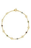 Tory Burch Kira Pearl Delicate Chain Bracelet In Tory Gold/multi