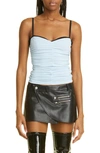 Miaou Renzo Ruched Mesh Tube Top In Baby Blue