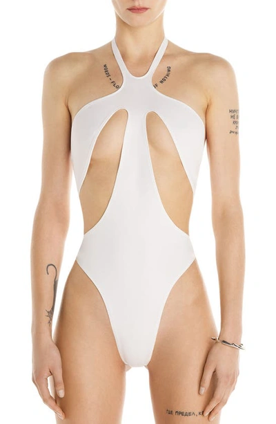 Mugler Cutout Swimsuit In White