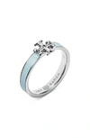 Tory Burch Kira Stackable Enamel Ring In Shiny Hematite / Starlight