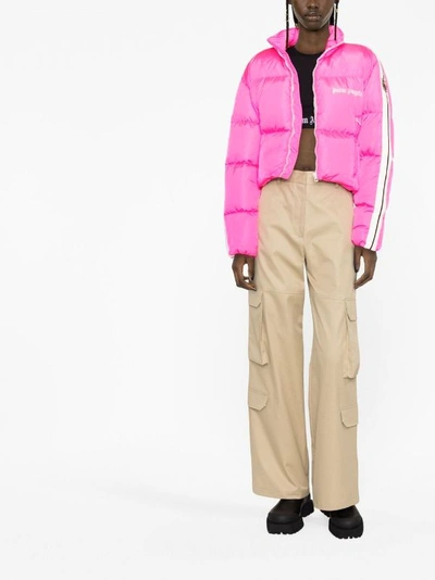 Palm Angels Cropped Track Down Jkt In 3201 Fuchsia White