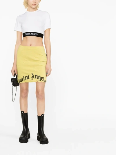 Palm Angels Melange Yellow Cotton Mini Skirt