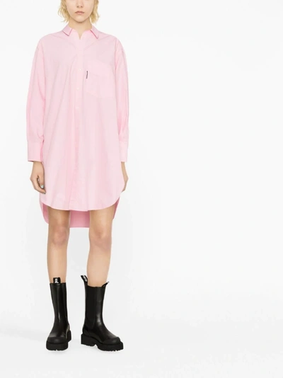 Palm Angels Overlogo Shirt Dress In 3010 Pink Black