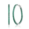 RACHEL GLAUBER RG WHITE GOLD PLATED WITH EMERALD CUBIC ZIRCONIA INSIDE-OUT ROUND HOOP EARRINGS