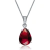GENEVIVE Sterling Silver Red Cubic Zirconia Pear Drop Solitaire Necklace