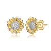 Rachel Glauber Rhodium And 14k Gold Plated Cubic Zirconia Stud Earrings In Gold