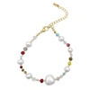 ADORNIA FRESHWATER PEARL AND COLOR MIX BEADED BRACELET GOLD