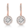GENEVIVE GENEVIVE Sterling Silver Rose Gold Plated Cubic Zirconia Round Dangling Earrings