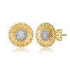 Rachel Glauber 14k Gold Plated And Cubic Zirconia Floral Stud Earrings In Gold