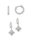 Adornia White Mother Of Pearl Huggie Set Silver In Silver