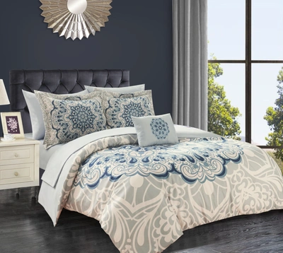 Chic Home Almira Reversible Bed In A Bag Comforter Set In Blue
